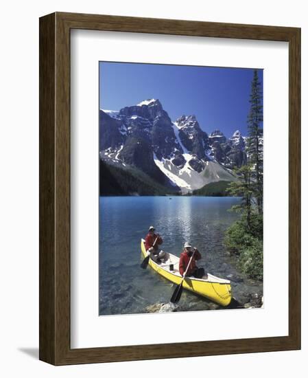 Couple Canoeing on Moraine Lake, Banff National Park, Alberta, Canada-Adam Jones-Framed Photographic Print