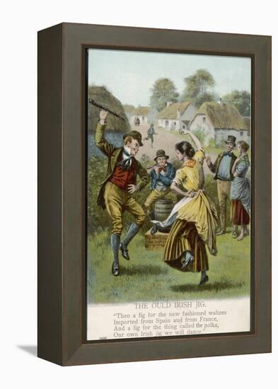 Couple Dance an Irish Jig on the Village Green-null-Framed Premier Image Canvas