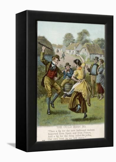 Couple Dance an Irish Jig on the Village Green-null-Framed Premier Image Canvas