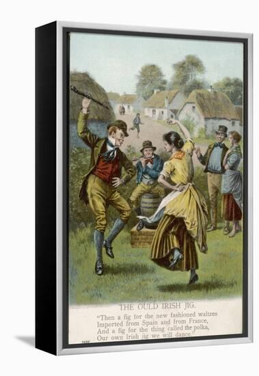 Couple Dance an Irish Jig on the Village Green-null-Framed Premier Image Canvas