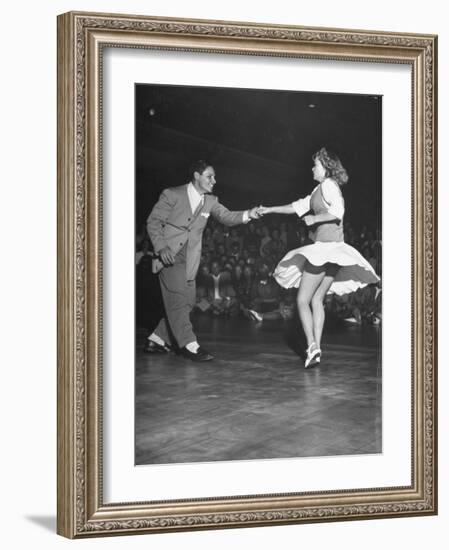 Couple Dancing in a Jitterbug Contest-Peter Stackpole-Framed Photographic Print