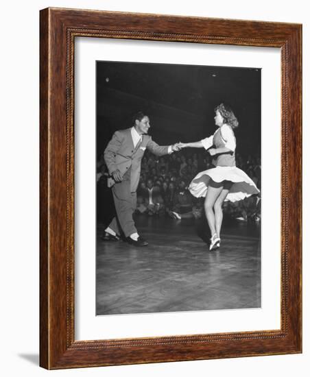 Couple Dancing in a Jitterbug Contest-Peter Stackpole-Framed Photographic Print