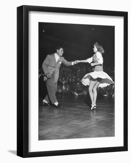 Couple Dancing in a Jitterbug Contest-Peter Stackpole-Framed Photographic Print