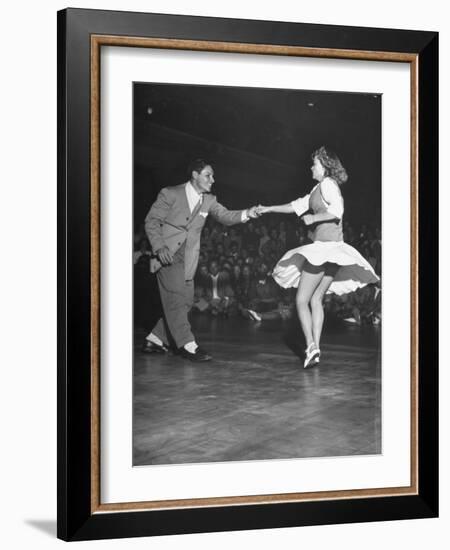 Couple Dancing in a Jitterbug Contest-Peter Stackpole-Framed Photographic Print