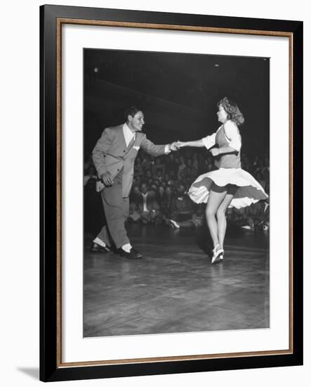 Couple Dancing in a Jitterbug Contest-Peter Stackpole-Framed Photographic Print