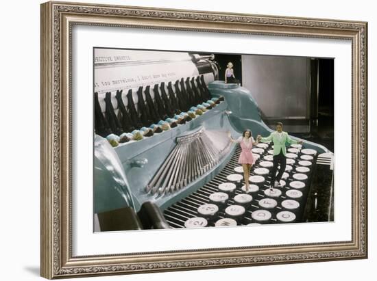 Couple Dancing on the Key of a Giant Typewriter, Keys are Leg of Dancers, Musical-null-Framed Photo