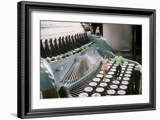 Couple Dancing on the Key of a Giant Typewriter, Keys are Leg of Dancers, Musical-null-Framed Photo