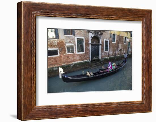 Couple Dressed for Gondola Ride Venice at Carnival Time, Italy-Darrell Gulin-Framed Photographic Print