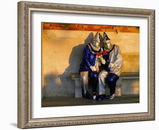 Couple Dressed in Masks and Costumes Taking Part in Venice Carnival, Venice, Veneto, Italy-Lee Frost-Framed Photographic Print