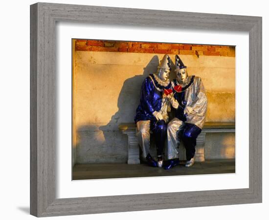 Couple Dressed in Masks and Costumes Taking Part in Venice Carnival, Venice, Veneto, Italy-Lee Frost-Framed Photographic Print