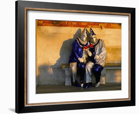 Couple Dressed in Masks and Costumes Taking Part in Venice Carnival, Venice, Veneto, Italy-Lee Frost-Framed Photographic Print