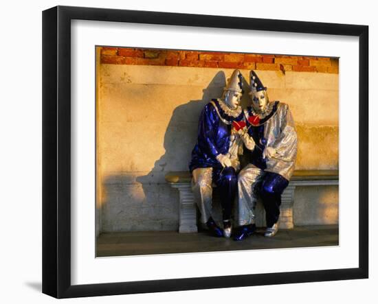 Couple Dressed in Masks and Costumes Taking Part in Venice Carnival, Venice, Veneto, Italy-Lee Frost-Framed Photographic Print