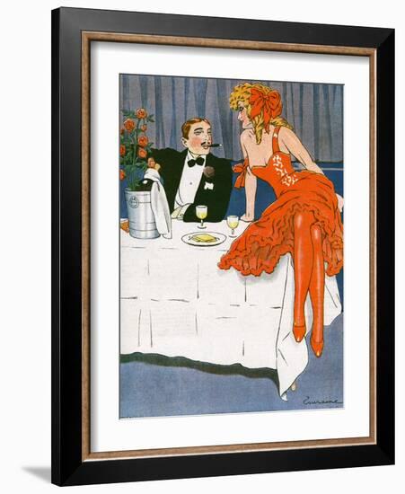 Couple Drinking 1908-null-Framed Photographic Print