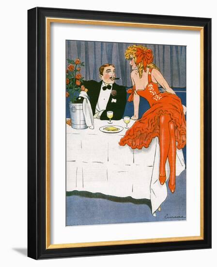 Couple Drinking 1908-null-Framed Photographic Print