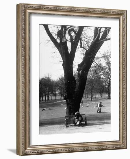 Couple Embracing in a Passionate Moment on the Bench in Hyde Park-Cornell Capa-Framed Photographic Print