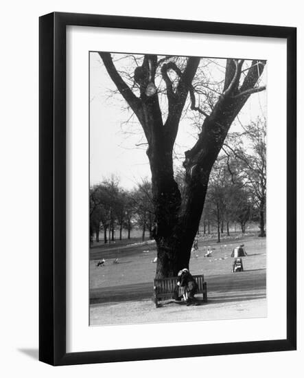 Couple Embracing in a Passionate Moment on the Bench in Hyde Park-Cornell Capa-Framed Photographic Print