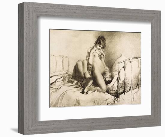 Couple Engaged in Foreplay, Plate 6 from Liebe-Mihaly von Zichy-Framed Giclee Print