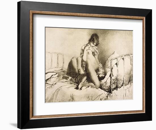 Couple Engaged in Foreplay, Plate 6 from Liebe-Mihaly von Zichy-Framed Giclee Print