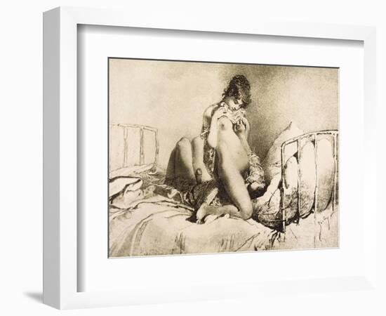 Couple Engaged in Foreplay, Plate 6 from Liebe-Mihaly von Zichy-Framed Giclee Print