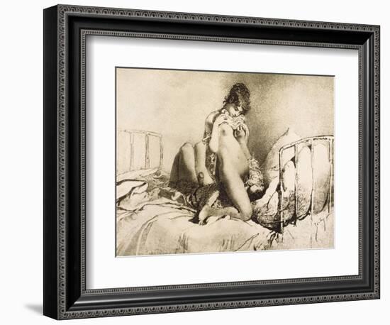 Couple Engaged in Foreplay, Plate 6 from Liebe-Mihaly von Zichy-Framed Giclee Print