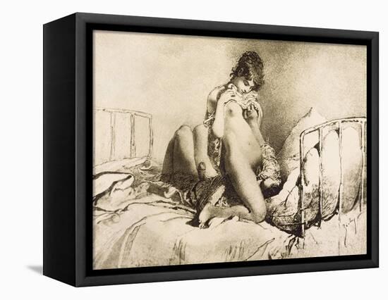 Couple Engaged in Foreplay, Plate 6 from Liebe-Mihaly von Zichy-Framed Premier Image Canvas