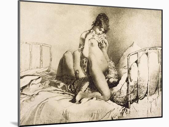 Couple Engaged in Foreplay, Plate 6 from Liebe-Mihaly von Zichy-Mounted Giclee Print