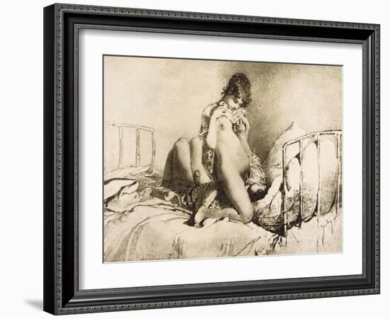 Couple Engaged in Foreplay, Plate 6 from Liebe-Mihaly von Zichy-Framed Giclee Print