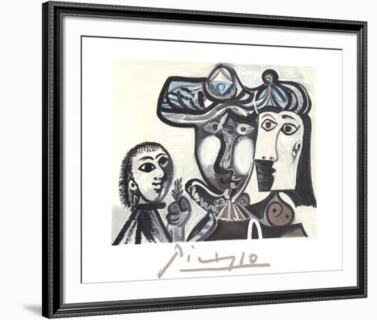 Couple et Enfant au Rameau D'Olivier-Pablo Picasso-Framed Collectable Print