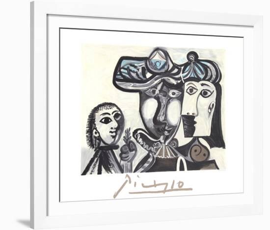 Couple et Enfant au Rameau D'Olivier-Pablo Picasso-Framed Collectable Print