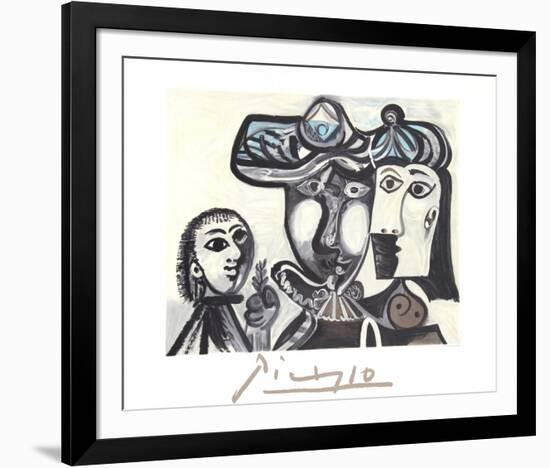 Couple et Enfant au Rameau D'Olivier-Pablo Picasso-Framed Collectable Print