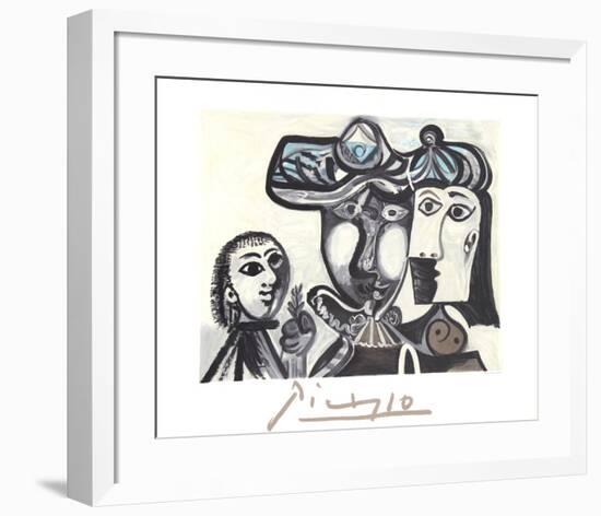 Couple et Enfant au Rameau D'Olivier-Pablo Picasso-Framed Collectable Print