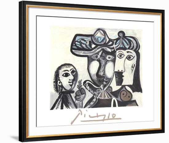 Couple et Enfant au Rameau D'Olivier-Pablo Picasso-Framed Collectable Print