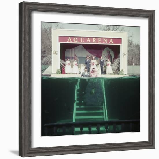 Couple Getting Married Underwater at Aquarena-John Dominis-Framed Photographic Print