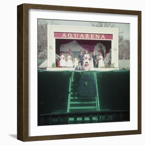 Couple Getting Married Underwater at Aquarena-John Dominis-Framed Photographic Print