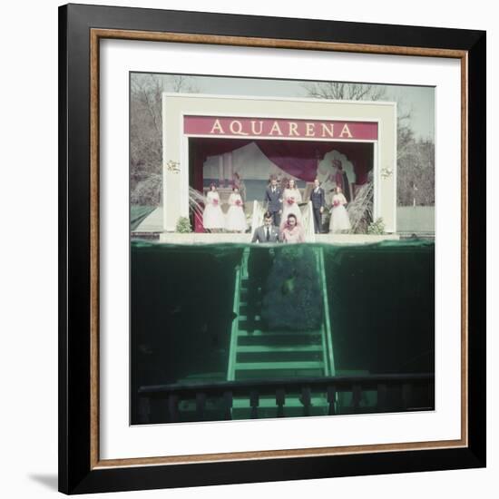 Couple Getting Married Underwater at Aquarena-John Dominis-Framed Photographic Print