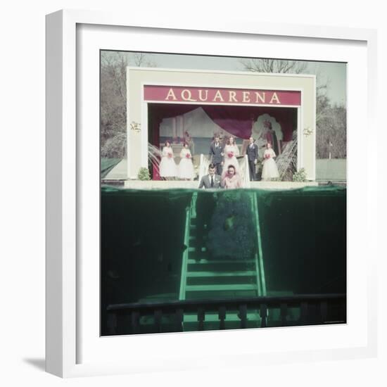 Couple Getting Married Underwater at Aquarena-John Dominis-Framed Photographic Print