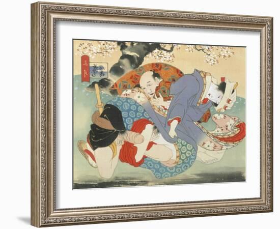 Couple Having Sex under a Cherry Tree-Japanese School-Framed Giclee Print