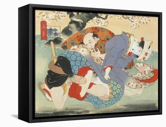 Couple Having Sex under a Cherry Tree-Japanese School-Framed Premier Image Canvas