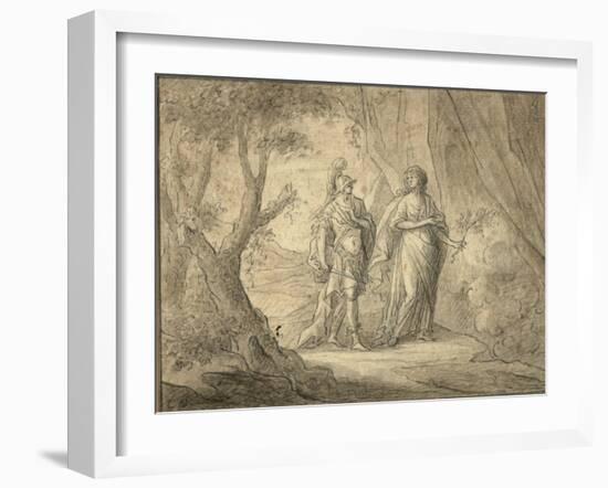 Couple in a Forest (Pencil & Ink on Paper)-Gasparo Diziani-Framed Giclee Print