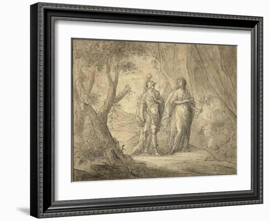 Couple in a Forest (Pencil & Ink on Paper)-Gasparo Diziani-Framed Giclee Print