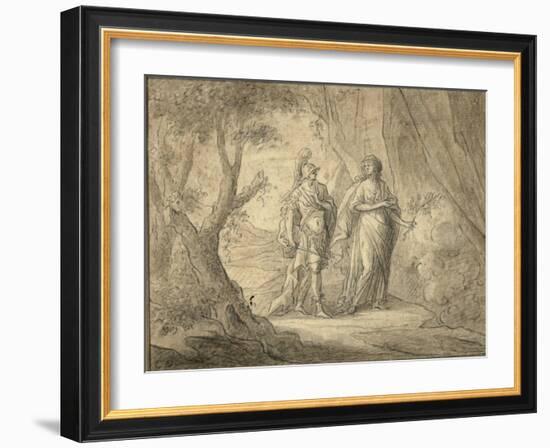 Couple in a Forest (Pencil & Ink on Paper)-Gasparo Diziani-Framed Giclee Print