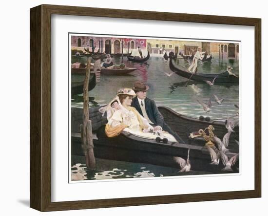 Couple in a Gondola on the Canals of Venice-L. De Joncieres-Framed Art Print