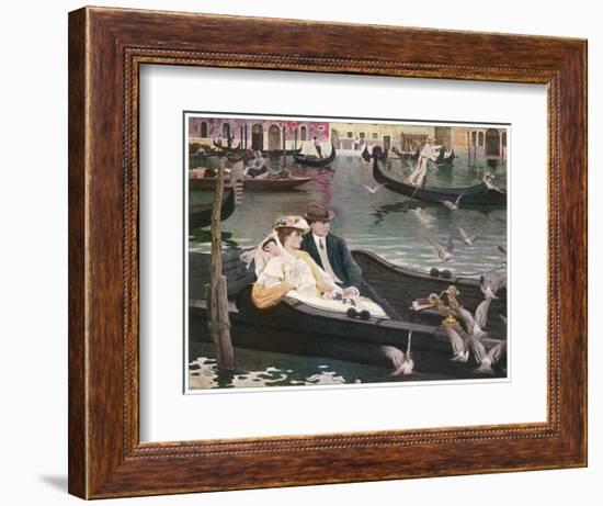 Couple in a Gondola on the Canals of Venice-L. De Joncieres-Framed Art Print