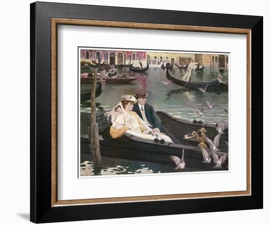 Couple in a Gondola on the Canals of Venice-L. De Joncieres-Framed Art Print