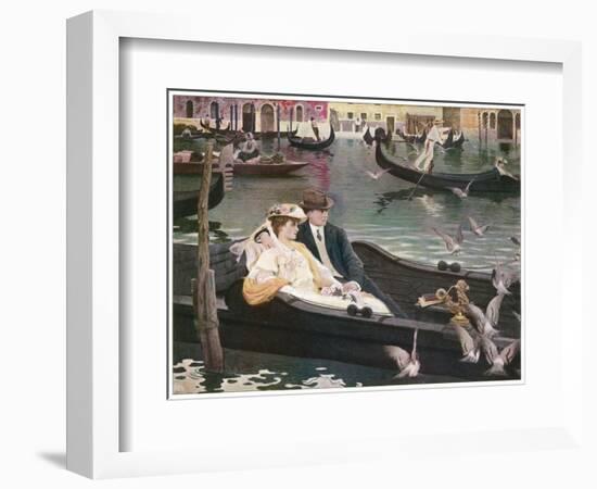 Couple in a Gondola on the Canals of Venice-L. De Joncieres-Framed Art Print