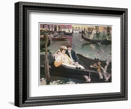 Couple in a Gondola on the Canals of Venice-L. De Joncieres-Framed Art Print