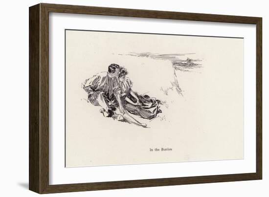 Couple in a Romantic Embrace in a Bunker at the Golf Course (Litho)-Harrison Fisher-Framed Giclee Print