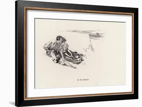 Couple in a Romantic Embrace in a Bunker at the Golf Course (Litho)-Harrison Fisher-Framed Giclee Print