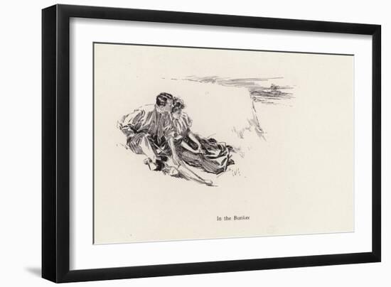 Couple in a Romantic Embrace in a Bunker at the Golf Course (Litho)-Harrison Fisher-Framed Giclee Print