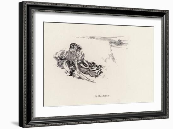 Couple in a Romantic Embrace in a Bunker at the Golf Course (Litho)-Harrison Fisher-Framed Giclee Print